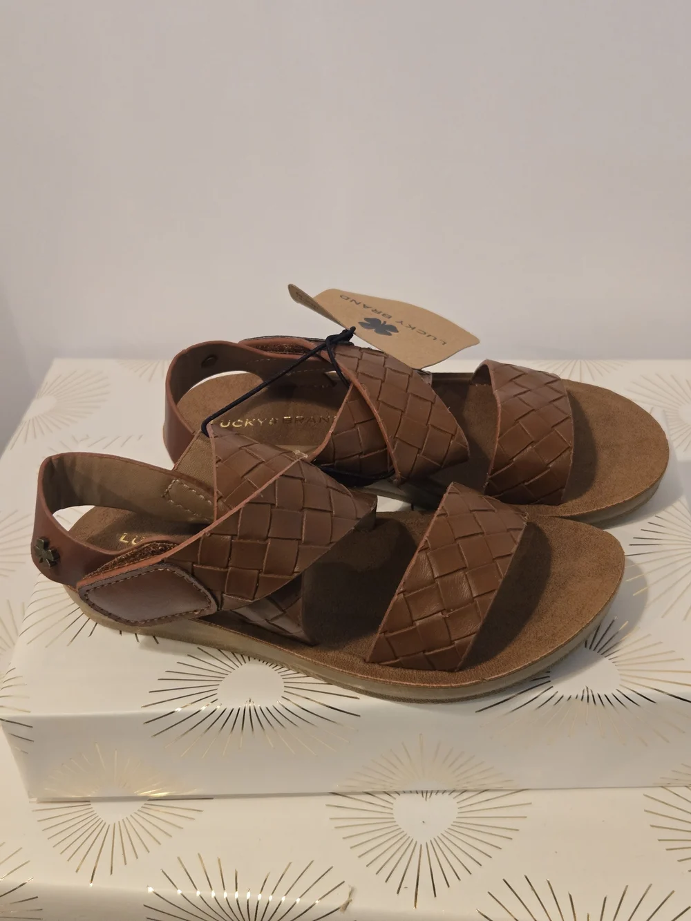 Lucky Brand Kids Brown Woven Strap Sandals